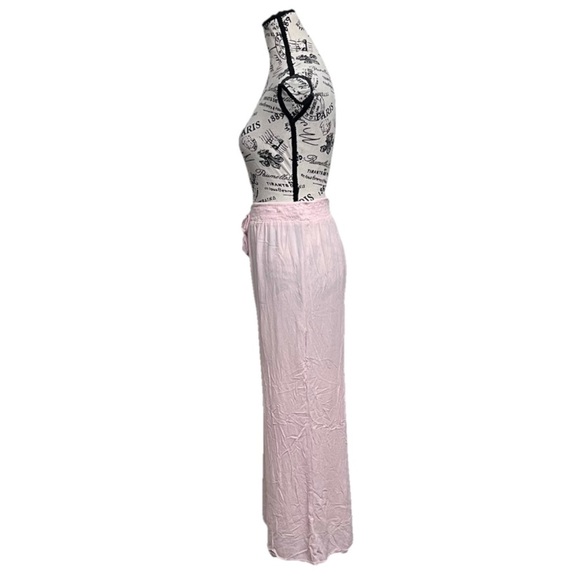 Salty Lemon Pink Palazzo Wide Leg Pants Gauze Beach Coastal Beach Boho Lagenlook - Picture 3 of 8